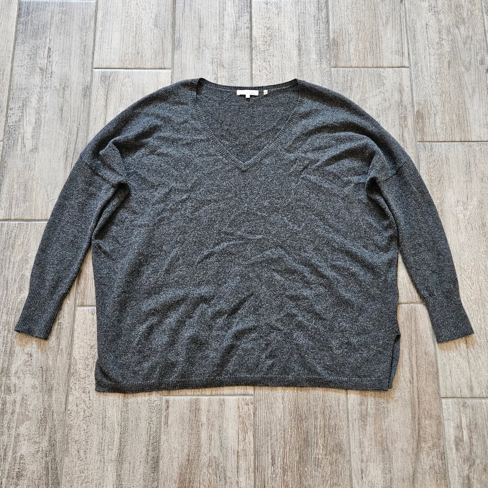 Minnie Rose Cashmere Sweater Womens XS/S Gray V-Neck Oversized Luxury Minimalist